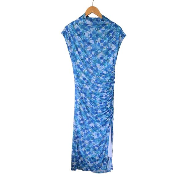 By Anthropologie The Maya Bue Floral Mesh Midi Maxi Dress Size Medium - Picture 8 of 10